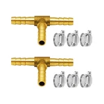 Da By 2 Pcs 1/4"(6mm) Brass Tee Barb Fittings For 1/4" Id Hose,6 Stainles.... Fixed Price $12.86.