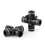 Tailonz Pneumatic 4 Way 1/4 Inch Od Straight Push 1/4''od 5pcs, Black-4. Fixed Price $15.05.