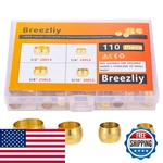 Breezliy 110pcs Tube Od1/4 5/16 3/8 1/2 Brass Compression Sleeves Ferrulesbrass. Fixed Price $16.04.