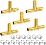 Dianrui 5pcs 3/16" Brass Tee Barb Fittings, T Shape 3 Ways 3/16-5pcs,. Fixed Price $14.71.