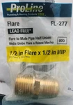Proline 1/2"flare To 1/2" Male Pipe Half Union Mip, Fl-277, #. Fixed Price $11.44.