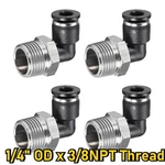 4 Pcs Push To Connect Tube Male Elbow Fitting 90 Degree 1/4" Od X 3/8npt Thread. Fixed Price $17.07.