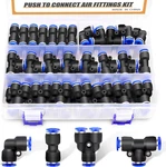60pcs 1/4 Od Push To Connect Fittings Air Hose Quick Release Pneumatic. Fixed Price $22.02.