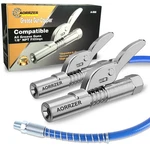 Aorrzer Grease Gun Coupler 2 Pcs, Strong Lock On Greases Pcs+hose, Silver. Fixed Price $46.15.