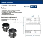 Pvc Flexible Reducing Coupling Pipe Stainless Steel Clamps 1-1/2"x1-1/4"-8" X 6". Fixed Price $19.67.