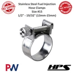 Hps Stainless Steel Fuel Injection Hose Clamps 1/2"-19/32" Range Size #15. Fixed Price $21.48.