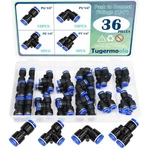Tugermoola 36pcs 1/4"od Push To Connect Fittings Kit Kit, Blue. Fixed Price $13.30.