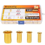 Breezliy 160pcs Tube Od1/4" 5/16'' 3/8" 1/2" Brass Compression Insertbrass Co.... Fixed Price $29.09.