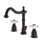 Kingston Brass Kb1975px Heritage Widespread Lavatory Faucet With Porcelain Cross. Fixed Price $248.93.