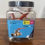 Sharkbite 1/2 In. Push-to-connect Brass Ball Valve Pro Pack 3-pack, Open Package. Fixed Price $29.99.