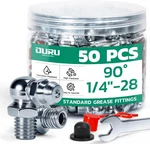 50pcs 1/4"-28 Grease Fittings Assortment, Sae 1/4-28-90 (50pcs), Silver. Fixed Price $14.52.