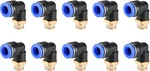 Pl10-01 Push To Connect Fitting, 90 Degree Male Elbow, 10mm 10mm, Blue, Black. Fixed Price $14.76.