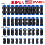 40pack Pneumatic Straight Connectors Air Line Fitting 1/4 5/16 3/8 1/2 Inch Tube. Fixed Price $12.89.