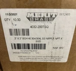 Merit 2" X 304 Stainless Steel Toe Nipple (schedule 40 - Mnpt Welded). Fixed Price $80.00.