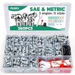 Ouru 260pcs Grease Fittings Kit, Sae & Metric Zerk Straight 4.... Fixed Price $45.59.