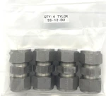 Qty:4 New Tylok - P.n.: Ss-12-du, 3/4 Stainless Steel Tubing Unions!. Fixed Price $56.00.