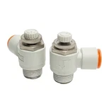 Lot Of 2 Smc As4201f-n04-13s-j Speed Control Elbow, 1/2in Npt To Tube. Fixed Price $31.00.