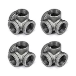 Lot Of 4: 3/4" 4-way Side Outlet Tee Home Tzh Corner Cast Black Malleable. Fixed Price $9.29.