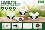 Lot Of 3 White Y Garden Hose Connector Splitter 2-way Water Valves. Fixed Price $9.95.