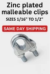 Zinc Plated Malleable Clamps U-bolts U-clamps Steel Cable Wire Clips U Bolts. Fixed Price $179.00.