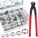 Seept 130pcs 12-sizes 304 Stainless Steel Single Ear 6-36.1mm 130pcs, Silver. Fixed Price $35.35.