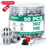 Ouru 50pcs M8 Grease Fittings Kit, Metric Zerk M8-st.(50pcs), Silver. Fixed Price $18.99.