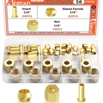 Aienxn 50pcs 1/4" Brass Compression (50pcs), Assortment Kit. Fixed Price $18.99.