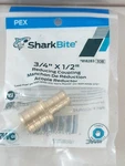 Sharkbite Pex Reducing Coupling, 1/2-inch X 3/4-inch, Brass. Fixed Price $11.99.