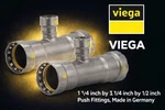 Viega Megapressg 25491 Reducing Tee 1-1/4 X 1/2 Press Carbon Steel Gas Fuel 2 Pk. Fixed Price $89.99.