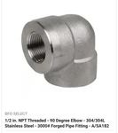 1/2" Stainless Steel 90 Elbow Female Npt Sa/a182 F304l Penn Usa Forged Fitting. Fixed Price $50.00.
