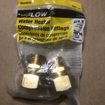 Apollo Flow Water Heater Compression Fittings 3/4 In Brass 2 Pack. Fixed Price $24.99.
