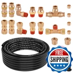 Boeray 21pcs 32.8ft 3/8 Brass Dot Air Line Fittings Kit Quick Push To Connect Fi. Fixed Price $73.63.