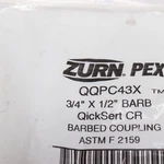 Zurn Lead Free Coupling Pex Polymer 3/4" Barb X 1/2" Qqpc43x. Fixed Price $1.85.
