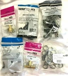 Pex Lot 1/2" Fml Adapter, 3/4" Tee, Pipe Clamp, Poly Elbow, Clamp. Fixed Price $35.00.