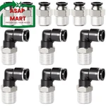 Tailonz Pneumatic Elbow And Straight 3/8"od X 3/8"npt, Black Silver. Fixed Price $31.50.