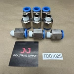 (9) Brand New- Festo Qs-1/4-12 Quick Connect Push In Connector Fittings Warranty. Fixed Price $50.00.