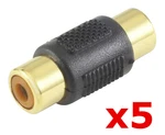 5 Pack Rca Coupler Barrel Connector Extension Joiner Audio Adapter Female Jack. Fixed Price $6.79.