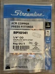 Rp10141 Streamline Acr Copper Press Couplings 1/4" - 5 Pcs Per Pack New. Fixed Price $21.00.