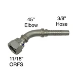 Anchor Hydraulic Fitting 11/16" Orfs Female Swivel X 3/8" Hose Barb, 45 Elbow. Fixed Price $9.77.