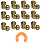 12 Pack Xfitting 1/2" Push Fit Elbow With 1 Free Disconnect Clip. Fixed Price $32.99.