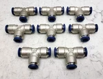 8 Pack Aignep Usa 88230-06 Union Tee 3/8" Dia Push To Connect Nickel Plated. Fixed Price $49.49.