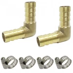 2 Pcs 3/8"x3/8" Barbed 90 Degree Elbow Brass Hose Fitting With 4 Clamps. Fixed Price $15.21.