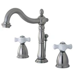 Kingston Brass Kb1978px Heritage Widespread Lavatory Faucet With Porcelain Cross. Fixed Price $266.16.