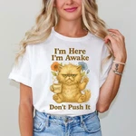 I M Here, Awake, Don T Push It Grumpy Cat T-shirt Funny Office Humor Tee. Fixed Price $20.50.