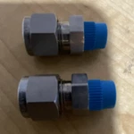 Swagelok Stainless Steel Straight Tube Compression Fittings W/ Blue Caps 2pc. Fixed Price $40.00.