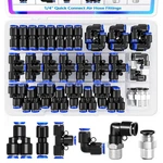 Mxuteuk 1/4" Od Push To Connect Fittings,1/4" Air Line 1/4"od Kits-b, Blue. Fixed Price $21.82.