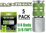 5 Legacy Flexzilla Pro High Flow Air Hose Quick Coupler's 3/8" Fnpt A53616fz-bal. Fixed Price $34.99.