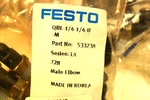 Qty 2 - Festo 533238 Qbl-1/4 1/4-um Male Elbow 1/4 Tube New No Factory Bag. Fixed Price $12.00.