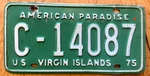 1975 Virgin Island American Paradise License Plate " C 14087 Vi. Fixed Price $29.99.