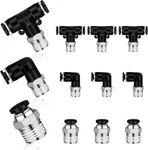 12 Pcs Push To Connect Fittings 1/4 Inch Tube Od X Npt Npt, Silver. Fixed Price $13.83.